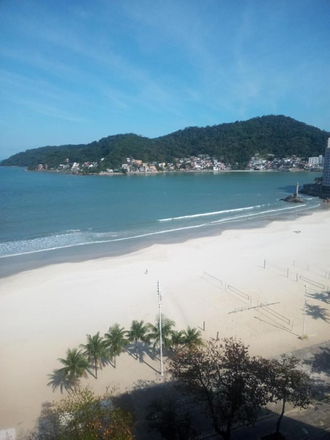 Apartamento encantador pé na areia frente a praia São Vicente Esterno foto