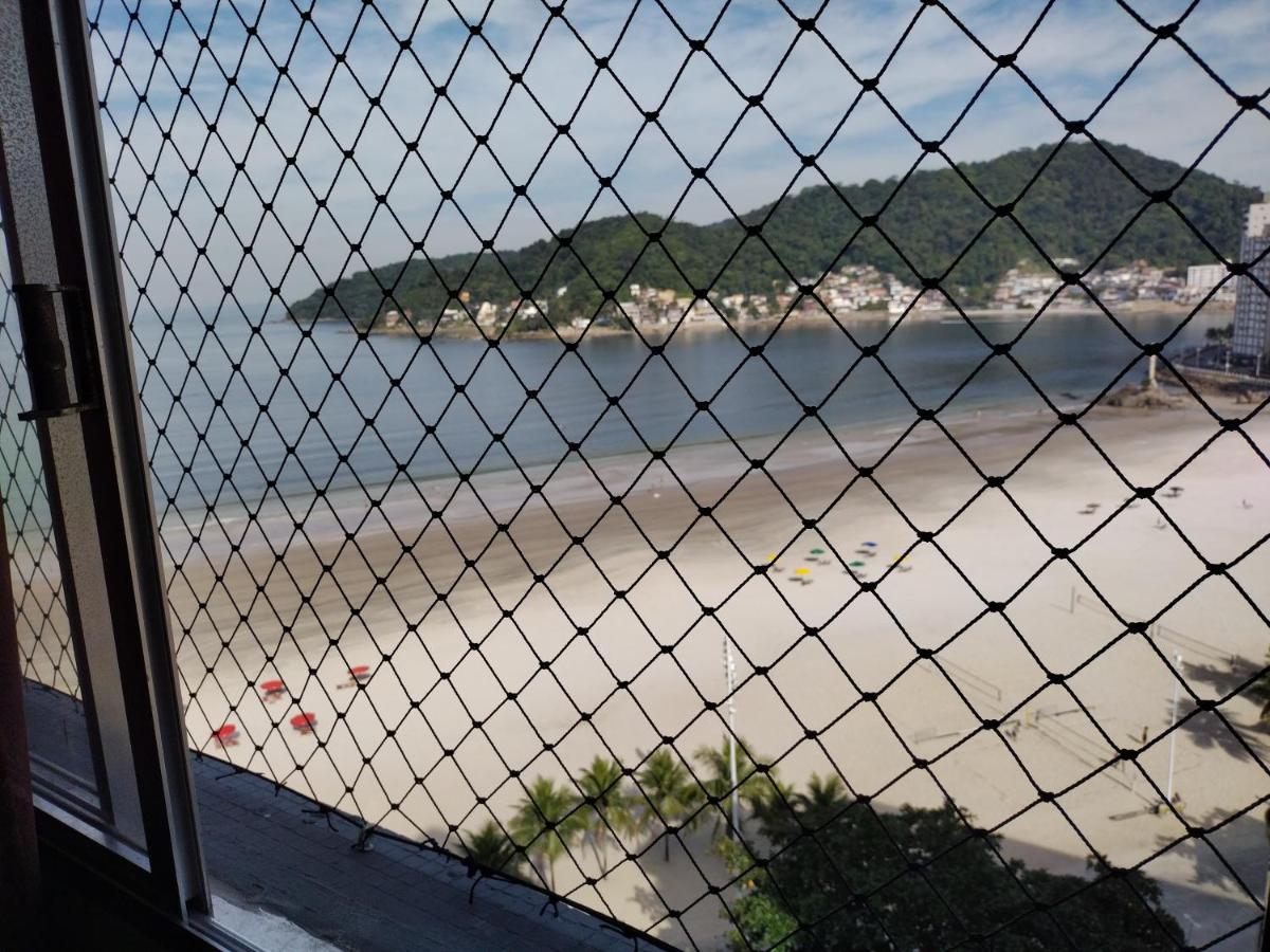 Apartamento encantador pé na areia frente a praia São Vicente Esterno foto